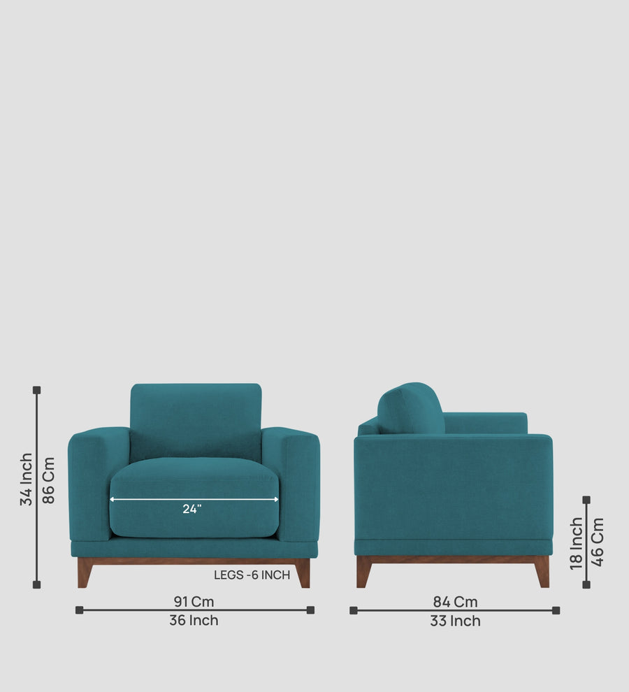 Esha Fabric 1 Seater Sofa In Water Blue Colour - Febonic Living