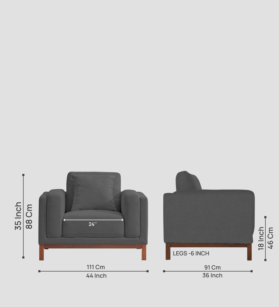 Borry Fabric 1 Seater Sofa In Stone Grey Colour - Febonic Living