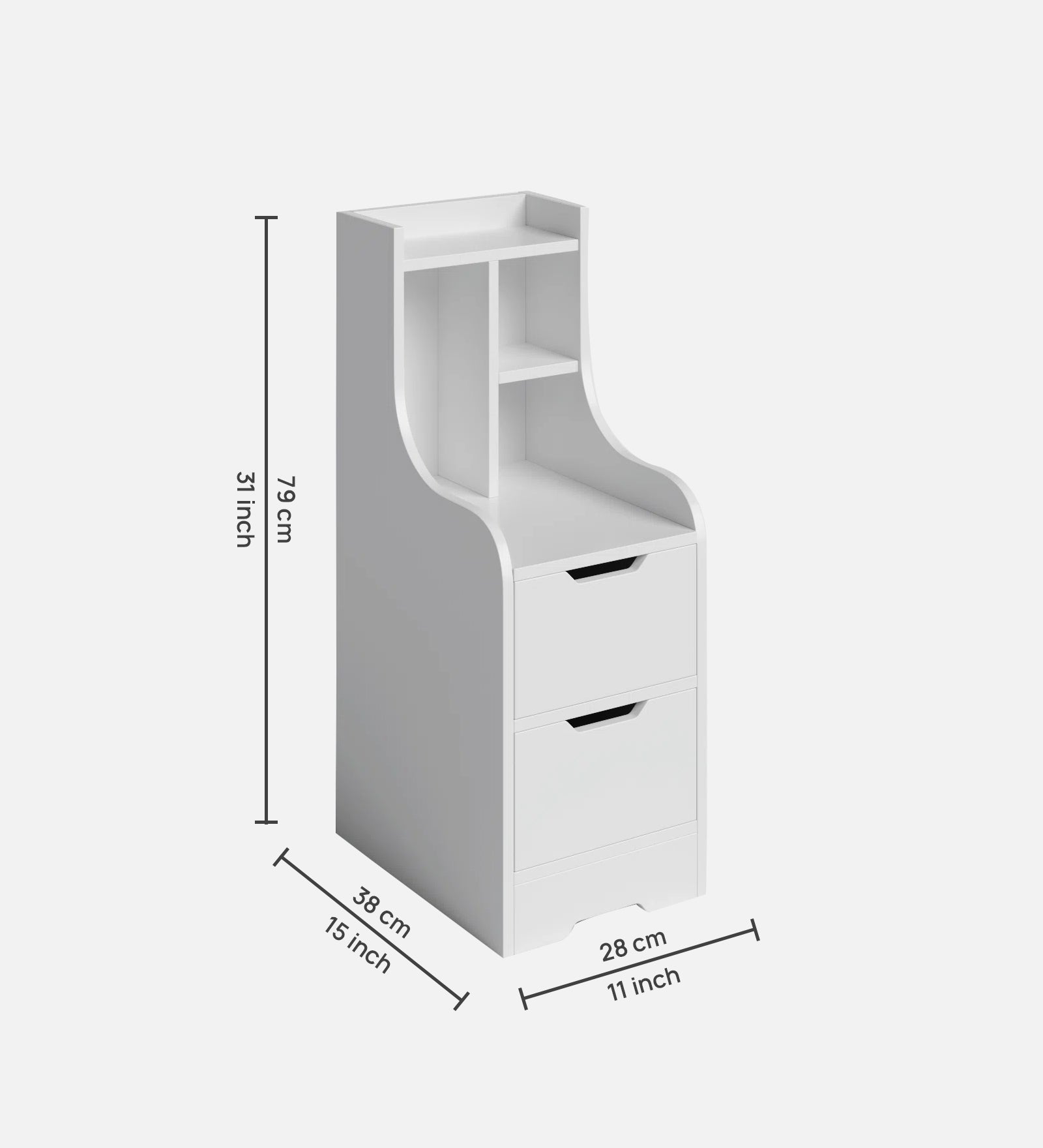 Kura Bedside Table With Drawer in Frosty White Finish