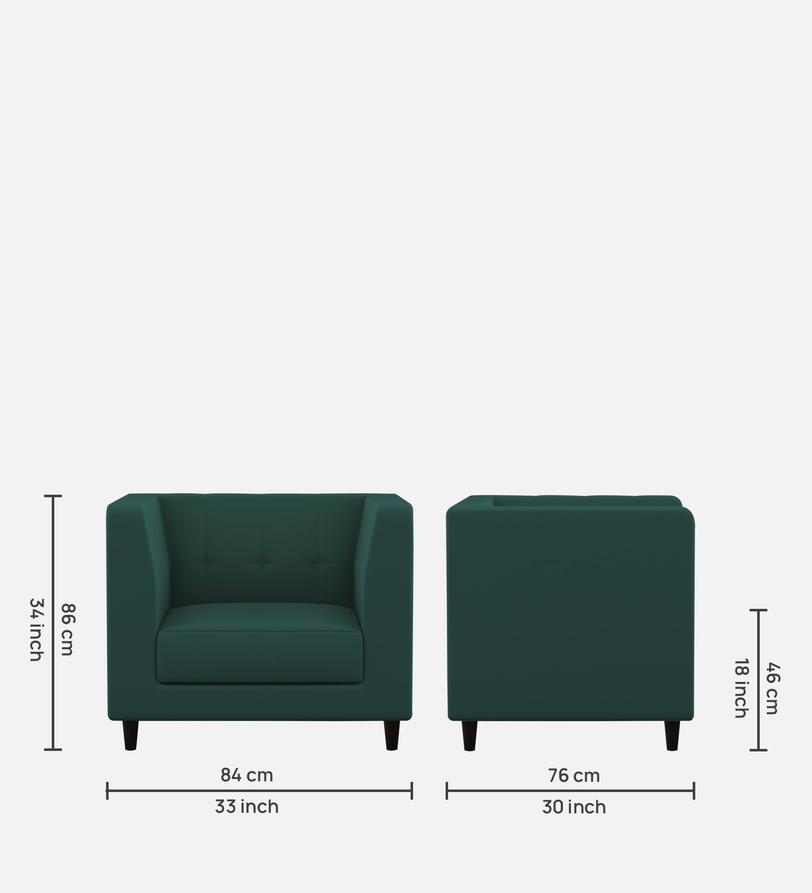 Braulia Velvet 1 Seater Sofa In Pine Green Colour