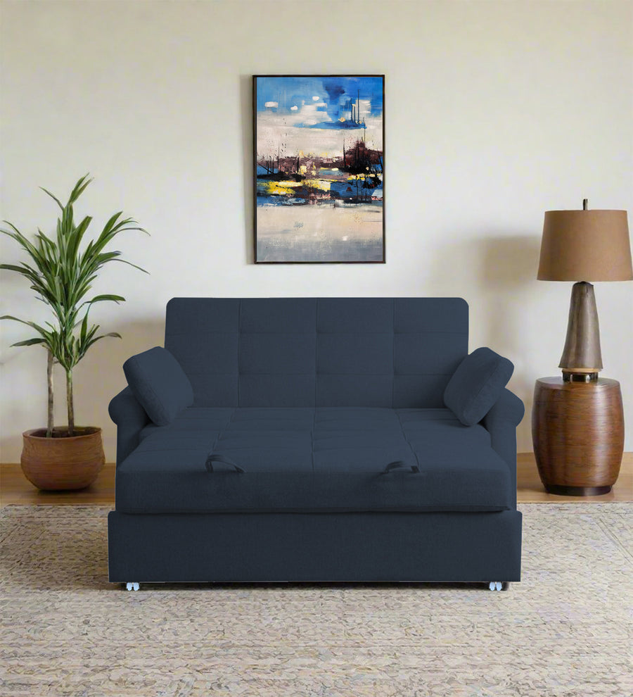 Fornia  2 Seater Pull Out  Cum Bed Fabric Sofa - Denim Blue by Febonic Living