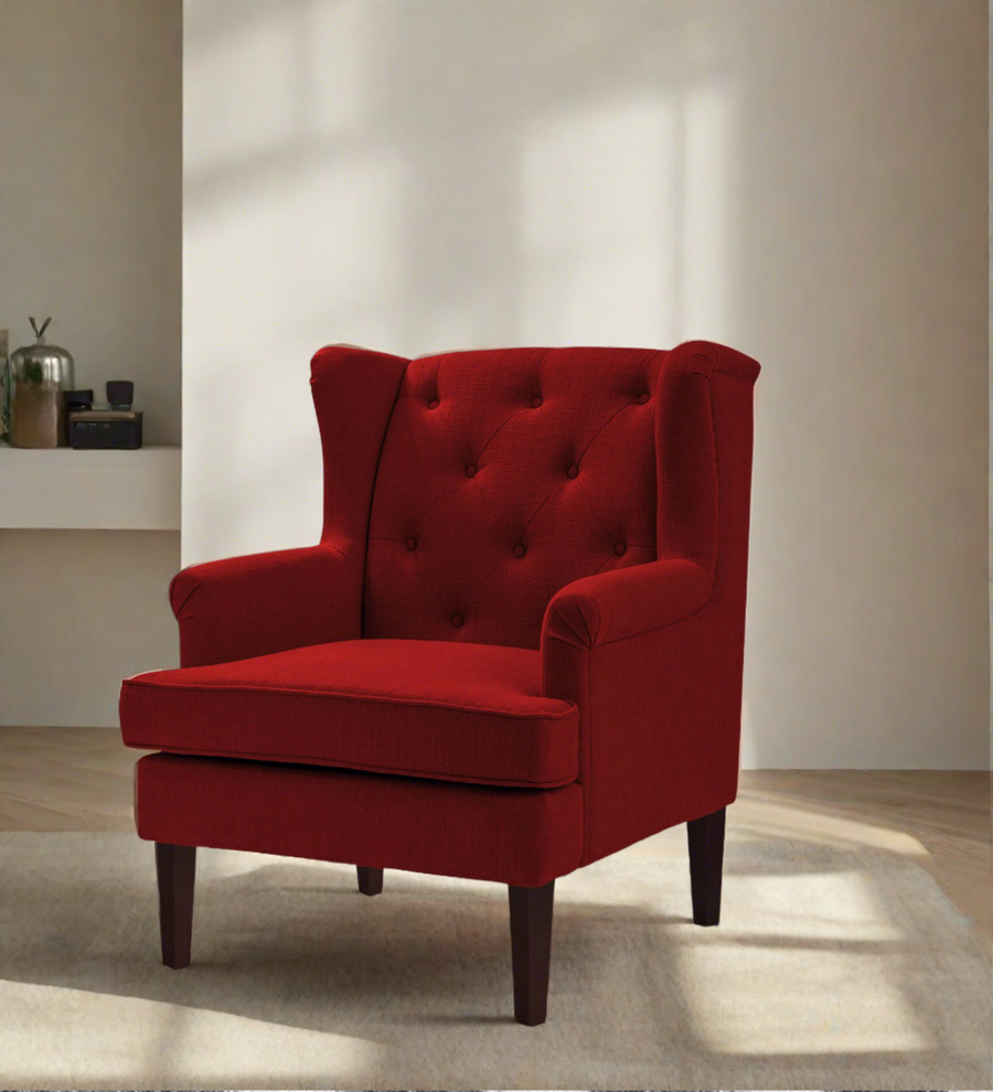 Deyuk  Wing Fabric Chair - Blood Maroon by Febonic Living