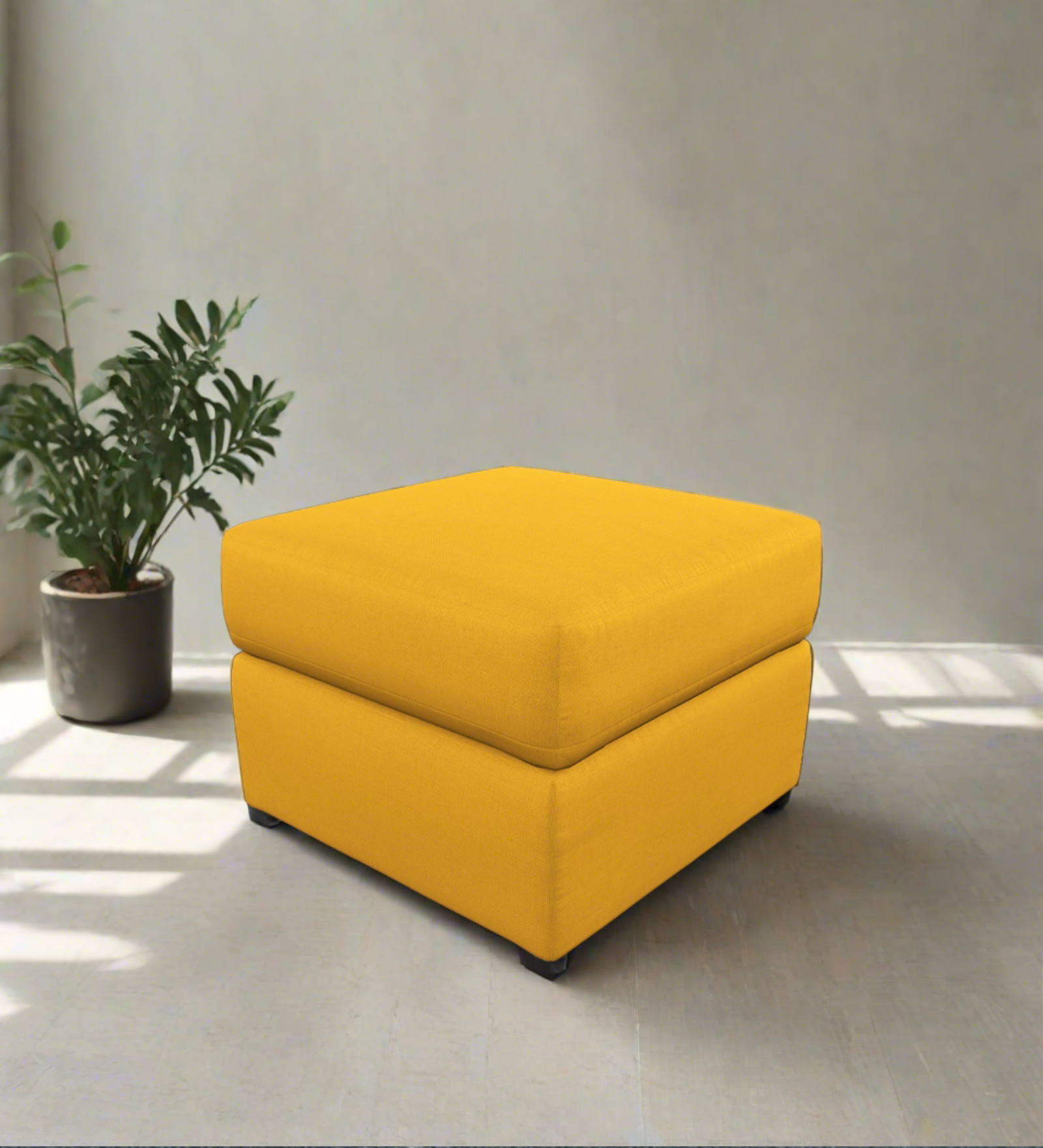 Penny Fabric Storage Ottoman In Bold Yellow Colour