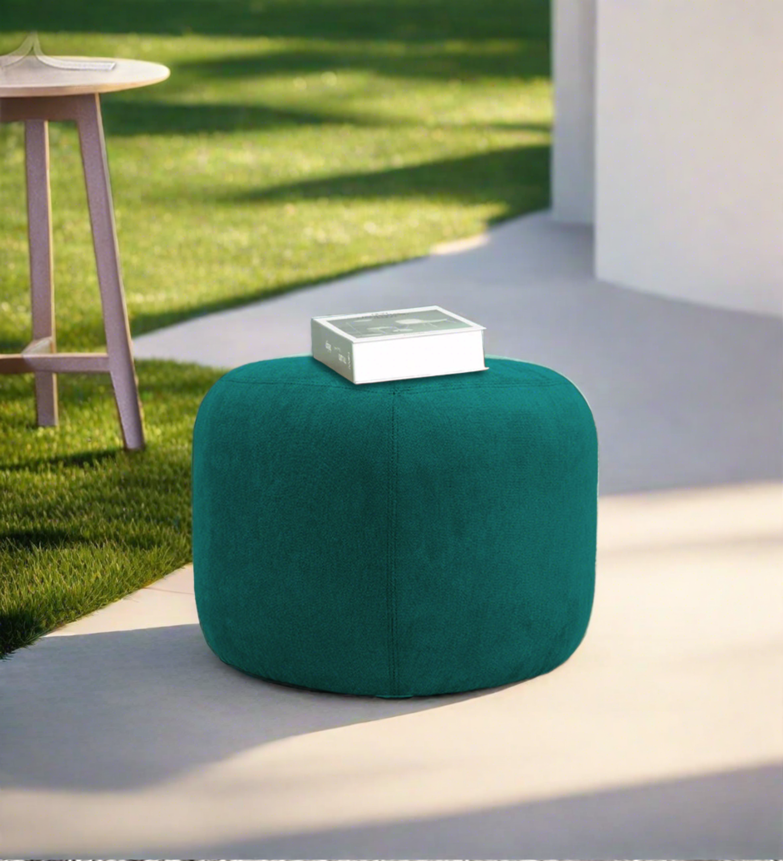 Keori Fabric Pouffe In Sea Green Colour