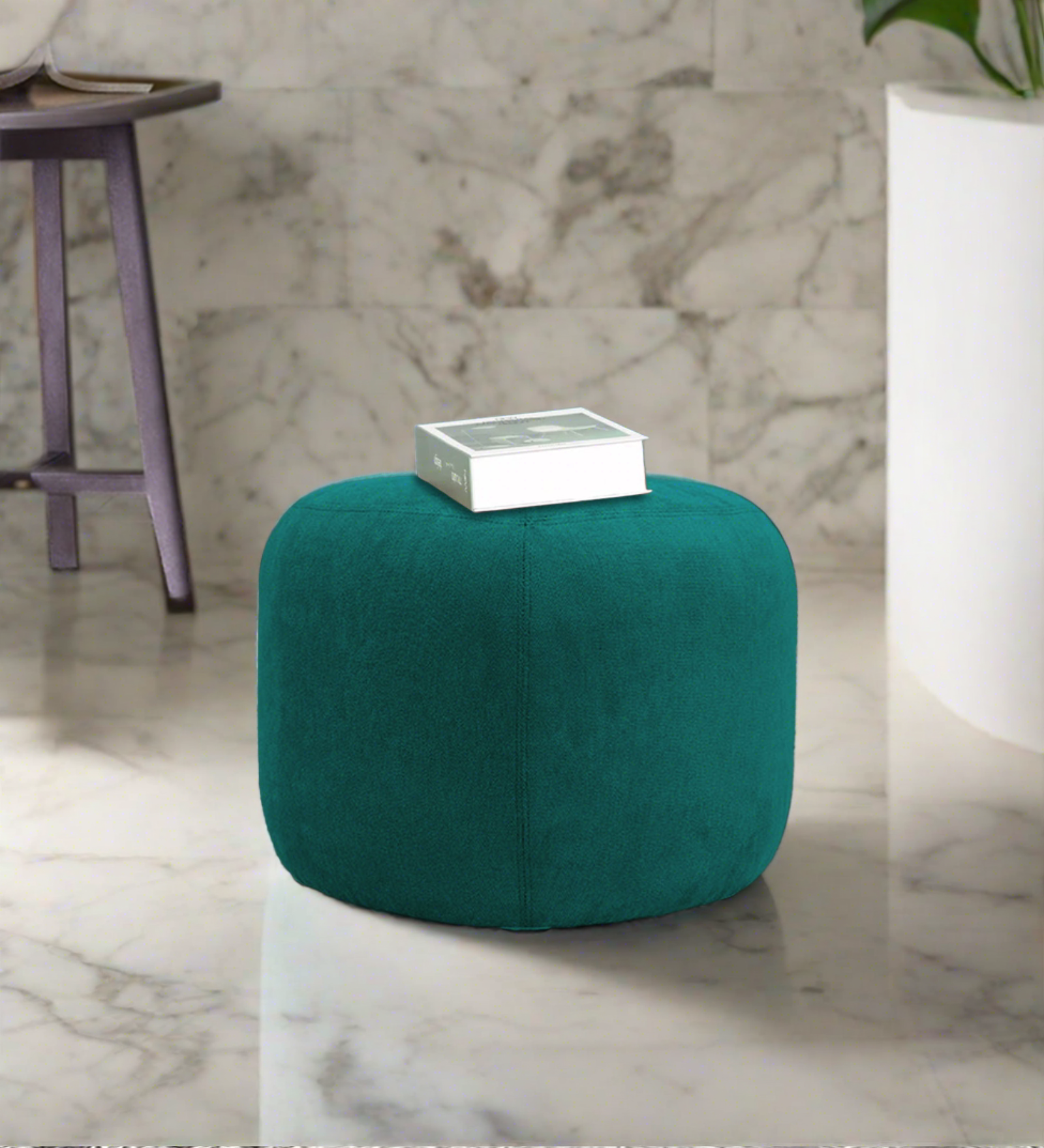 Keori Fabric Pouffe In Sea Green Colour