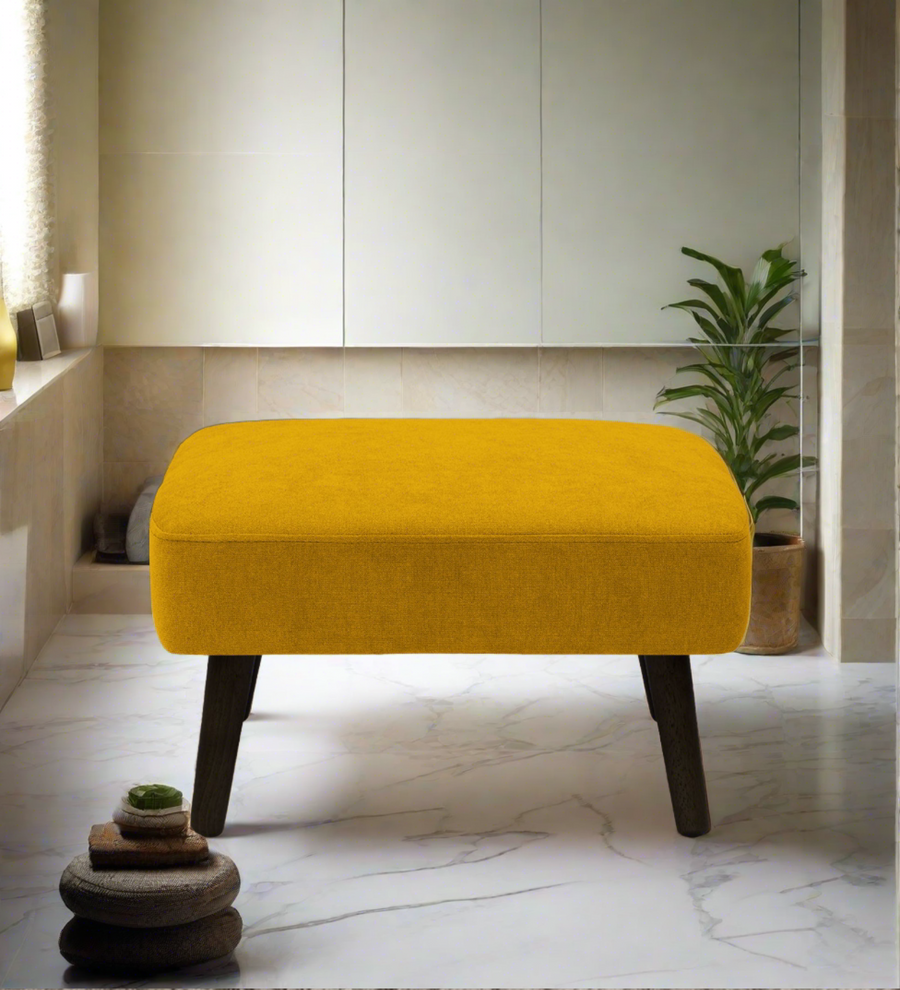 Luke Fabric Foot Stool In Bold Yellow Colour - Febonic Living