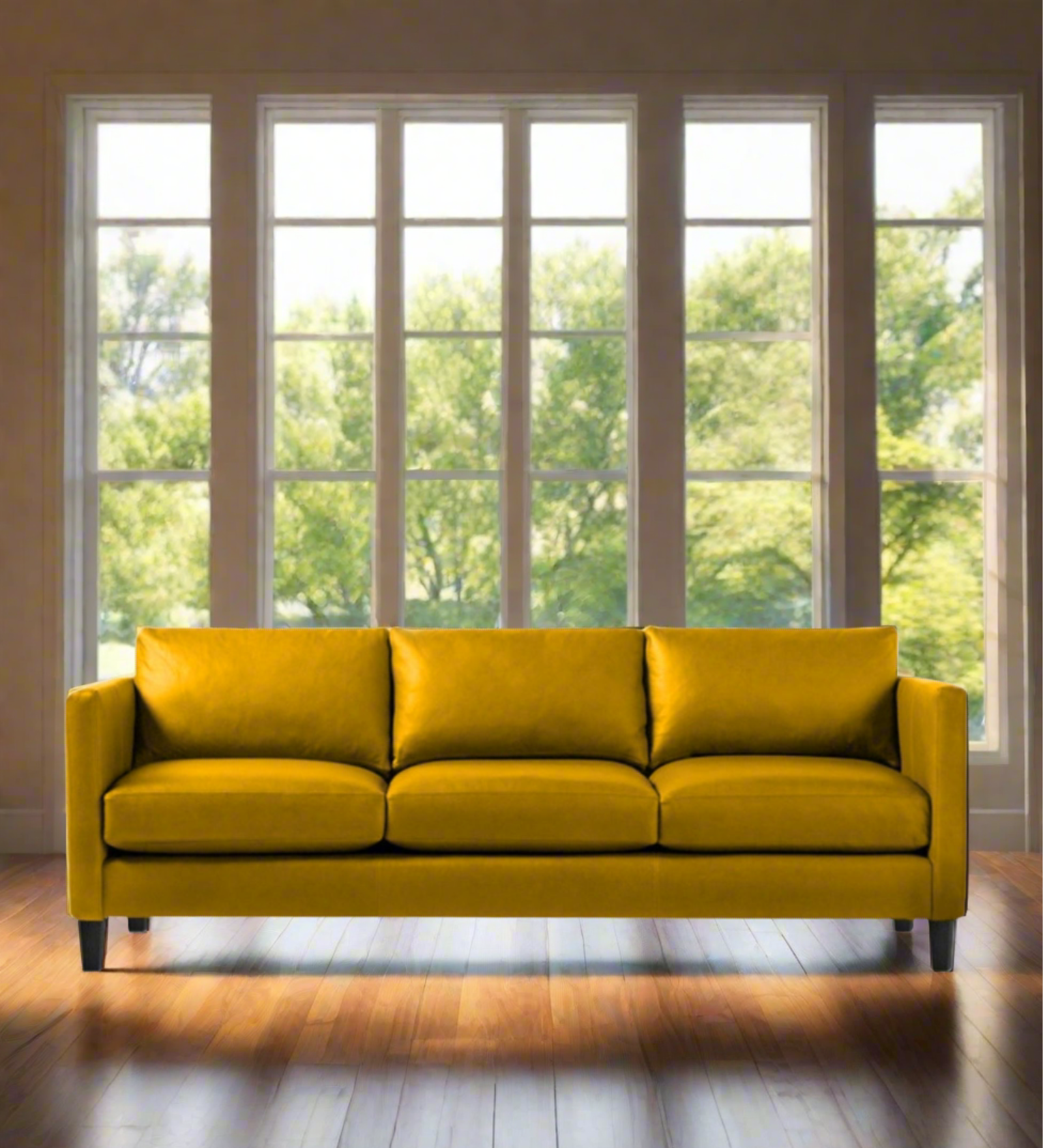 Livi Leatherette 3 Seater Sofa in Lama Yellow Colour