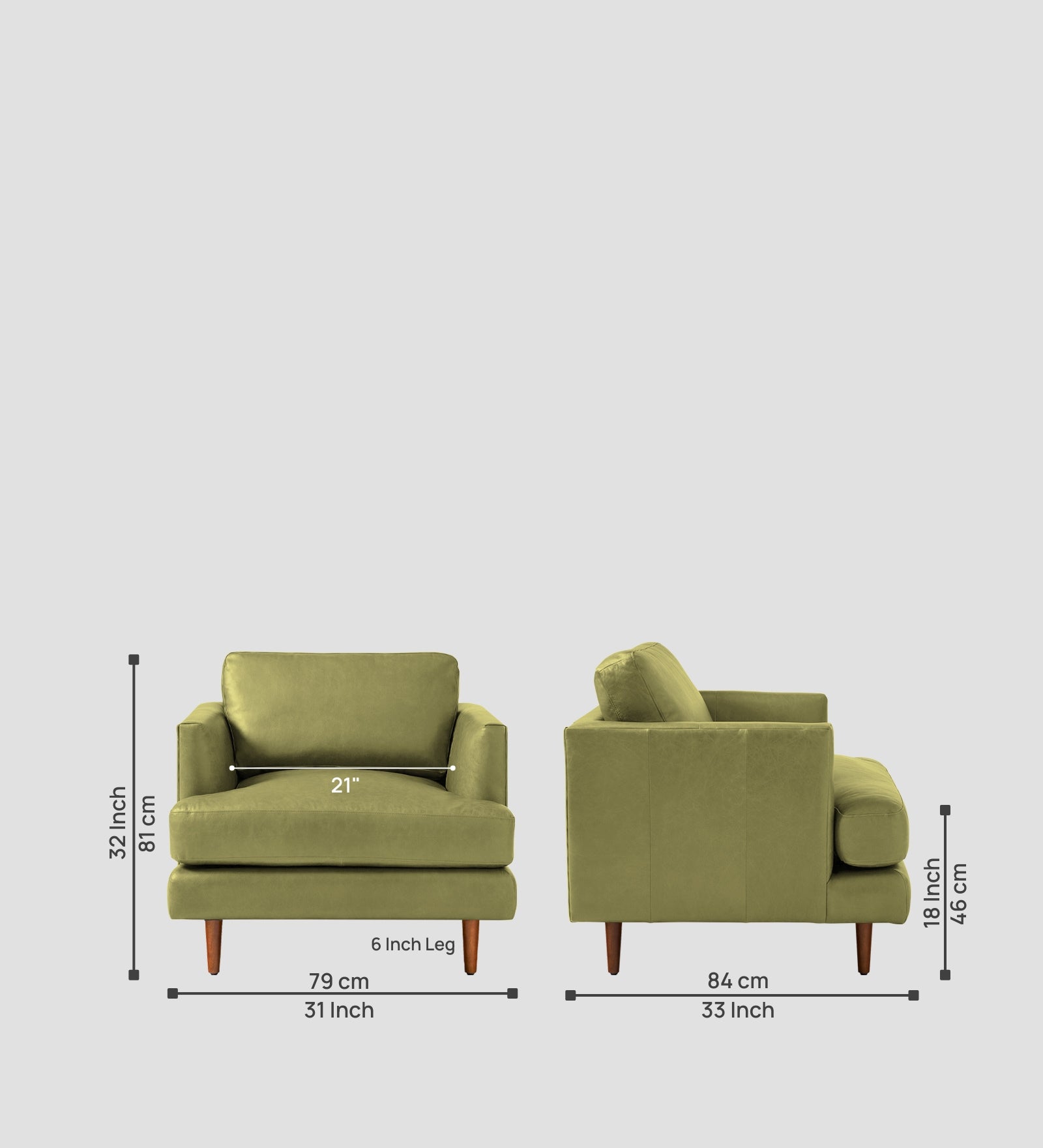 Sterio Leatherette 1 Seater Sofa In  Spring Green Colour