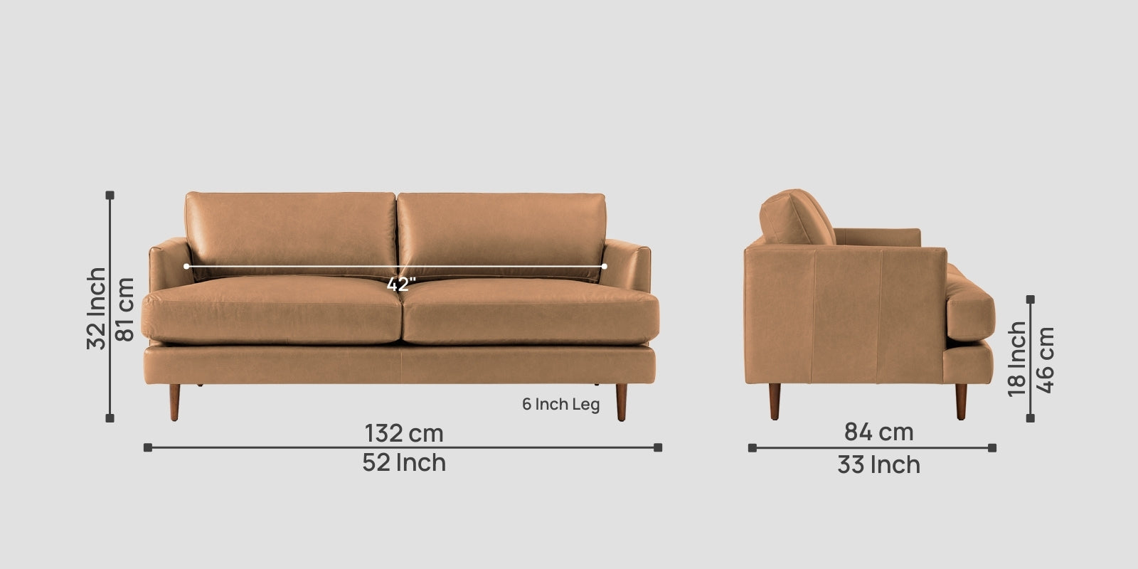 Sterio Leatherette 2 Seater Sofa In Sepia Beige Colour - Febonic Living