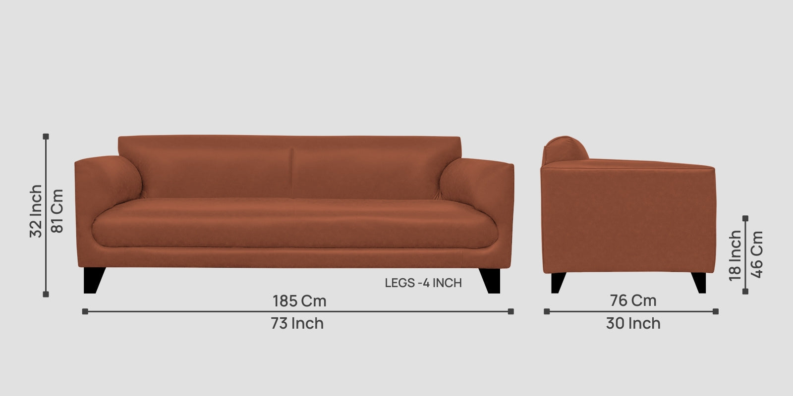 Convi Leatherette 3 Seater Sofa in Sandle Brown Colour