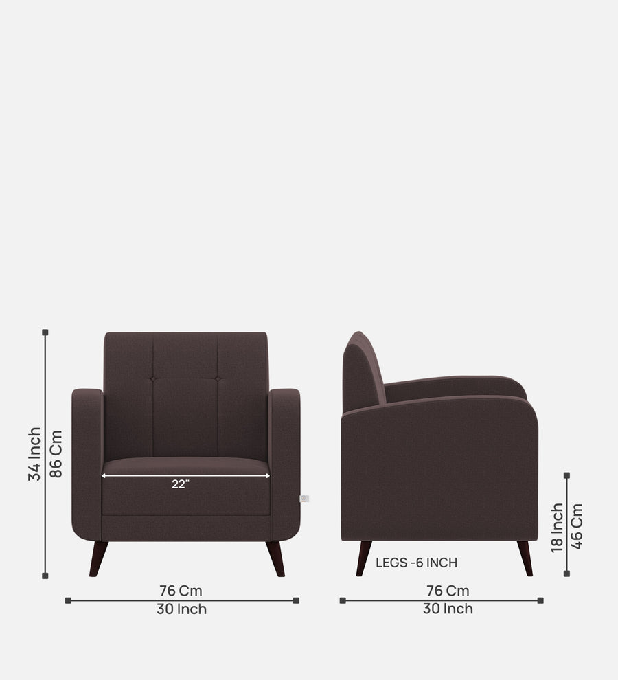 Wiki Velvet 1 Seater Sofa In Mocha Brown Colour - Febonic Living