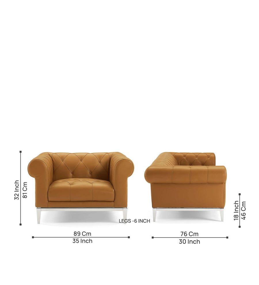 Mickey Leatherette 1 Seater Sofa In Royal Orange Colour - Febonic Living