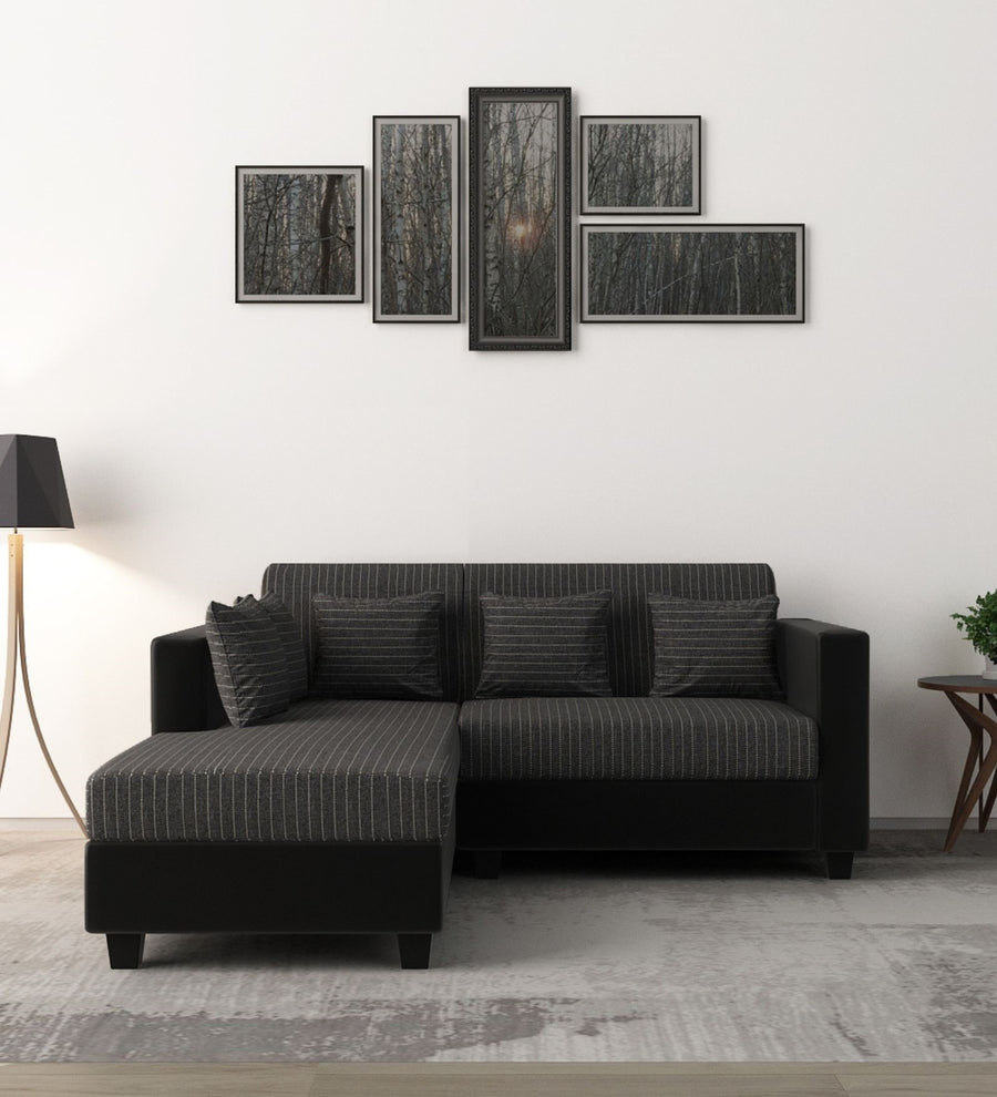 Baley Fabric Rhs Sectional Sofa 2 Lounger In Lama Black Colour - Febonic Living
