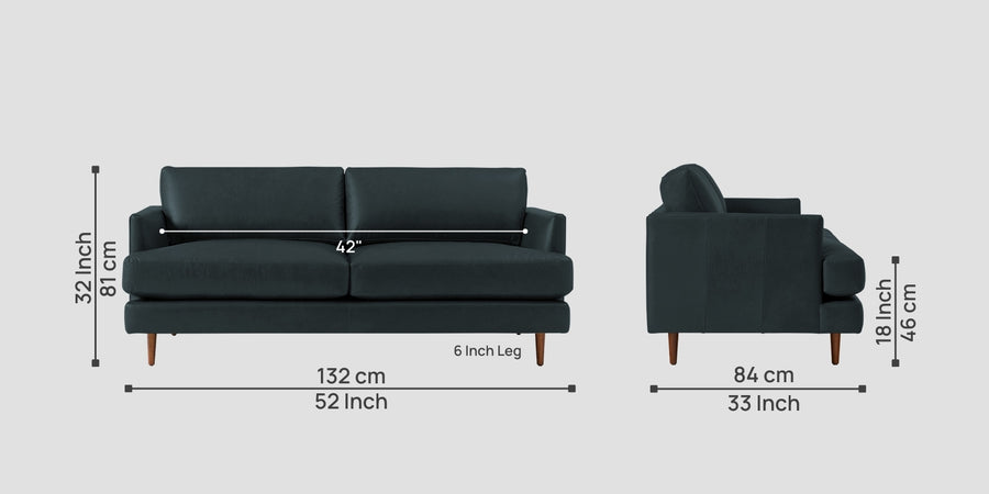 Sterio Leatherette 2 Seater Sofa In Steel Blue Colour - Febonic Living