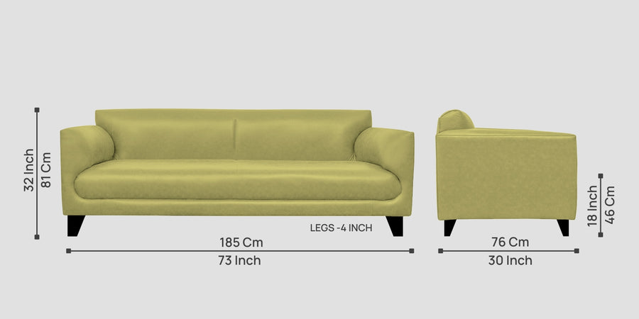 Convi Leatherette 3 Seater Sofa In Spring Green Colour - Febonic Living