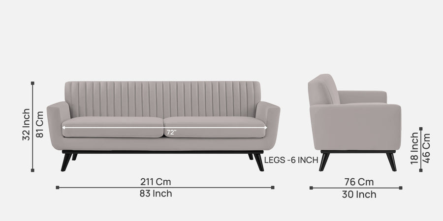 Tucker Velvet 3 Seater Sofa In Pearl Grey Colour - Febonic Living
