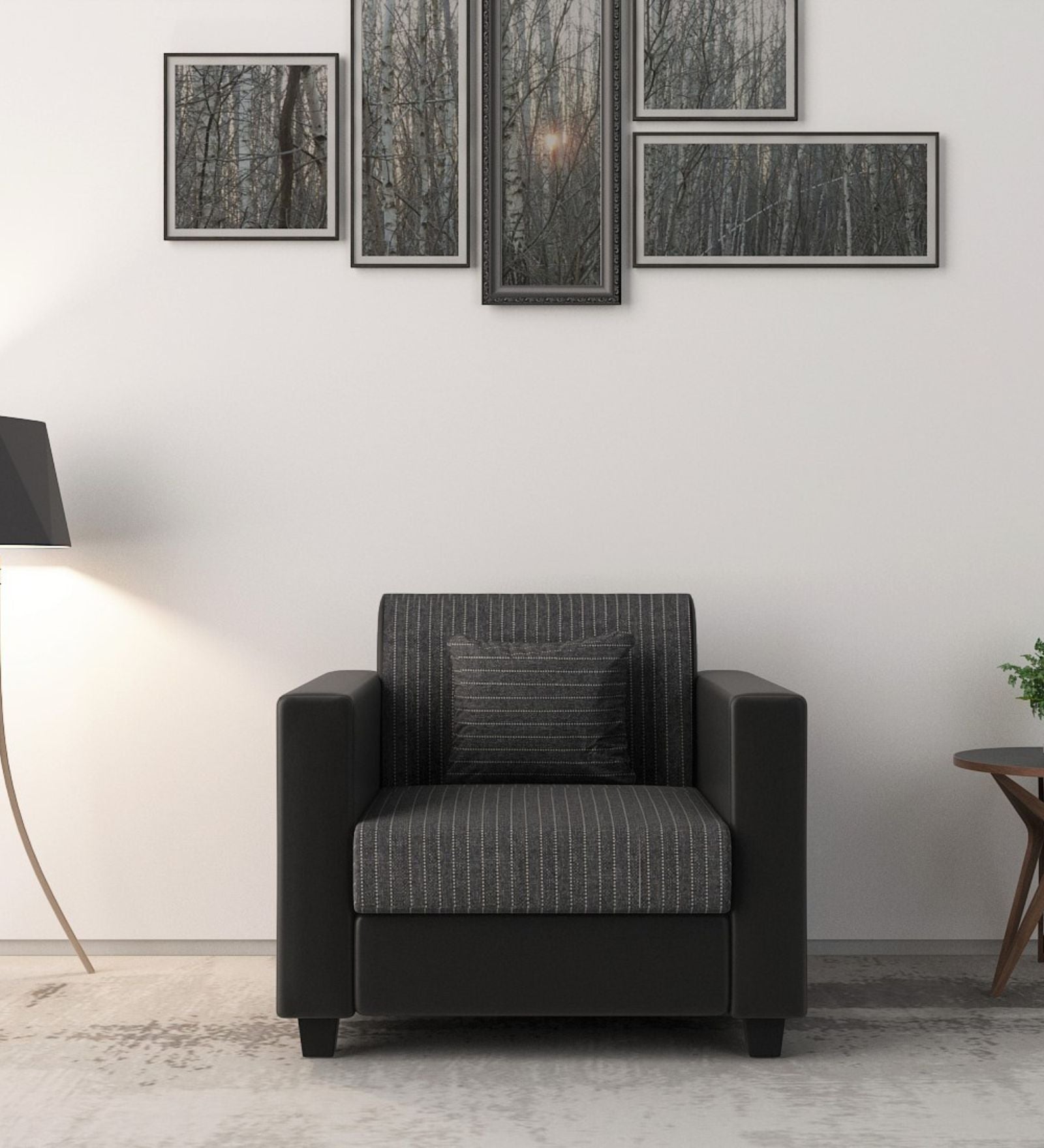 Baley Fabric 1 Seater Sofa in Lama Black Colour