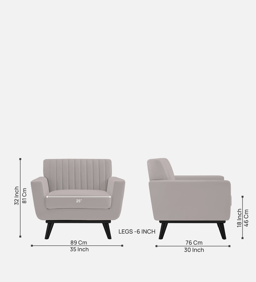 Tucker Velvet 1 Seater Sofa In Pearl Grey Colour - Febonic Living