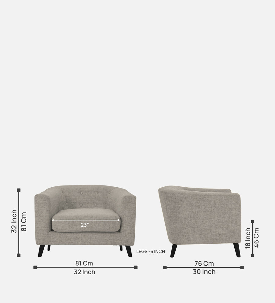 Casper Fabric 1 Seater Sofa In Ash Grey Colour - Febonic Living