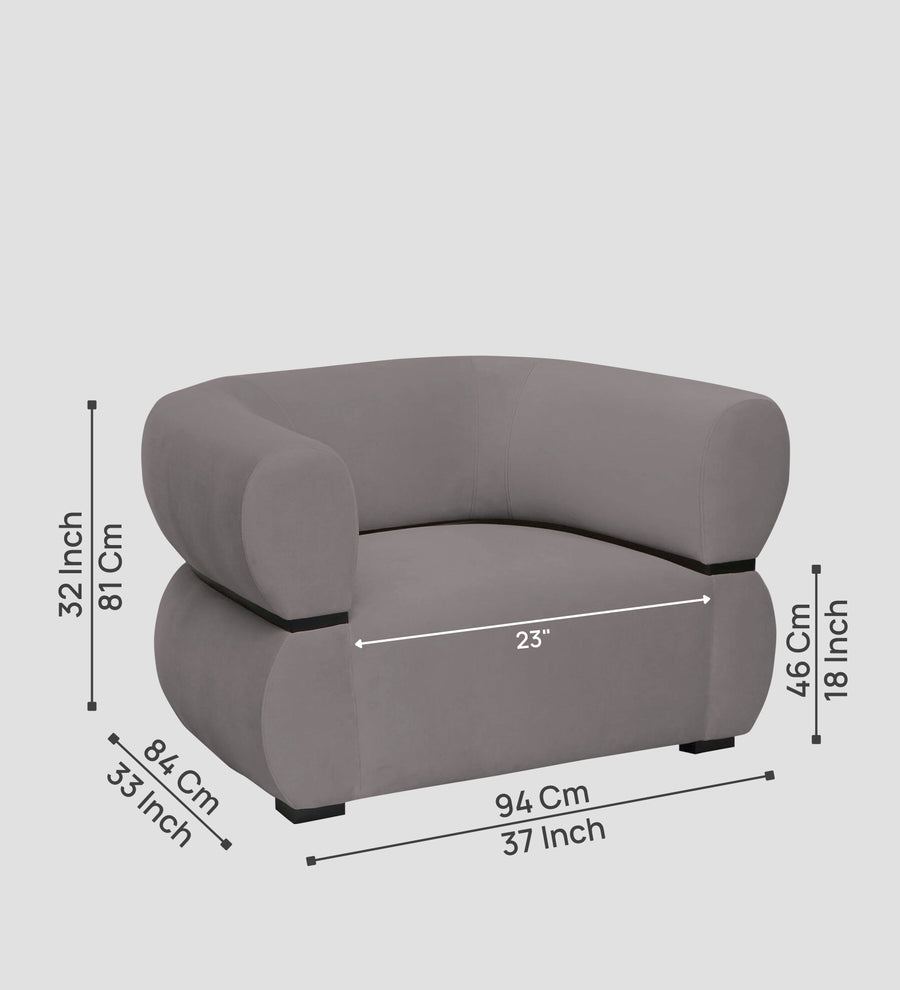 Kula Velvet 1 Seater Sofa In Pearl Grey Colour - Febonic Living