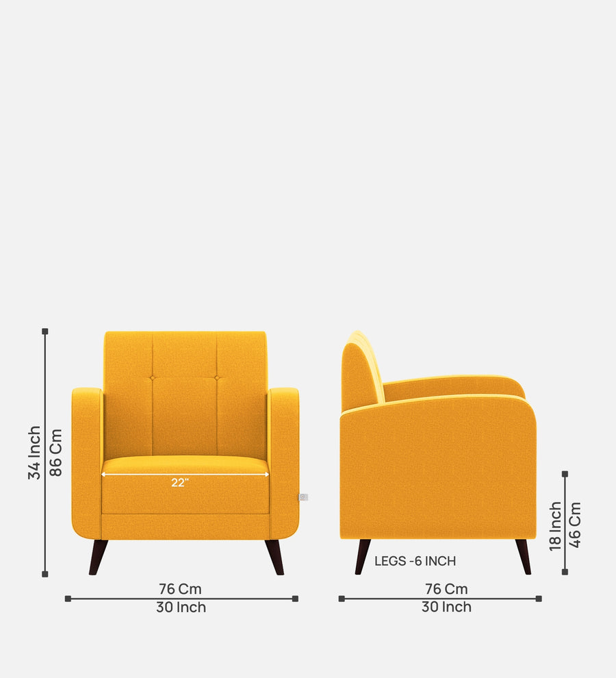 Wiki Velvet 1 Seater Sofa In Safforn Yellow Colour - Febonic Living