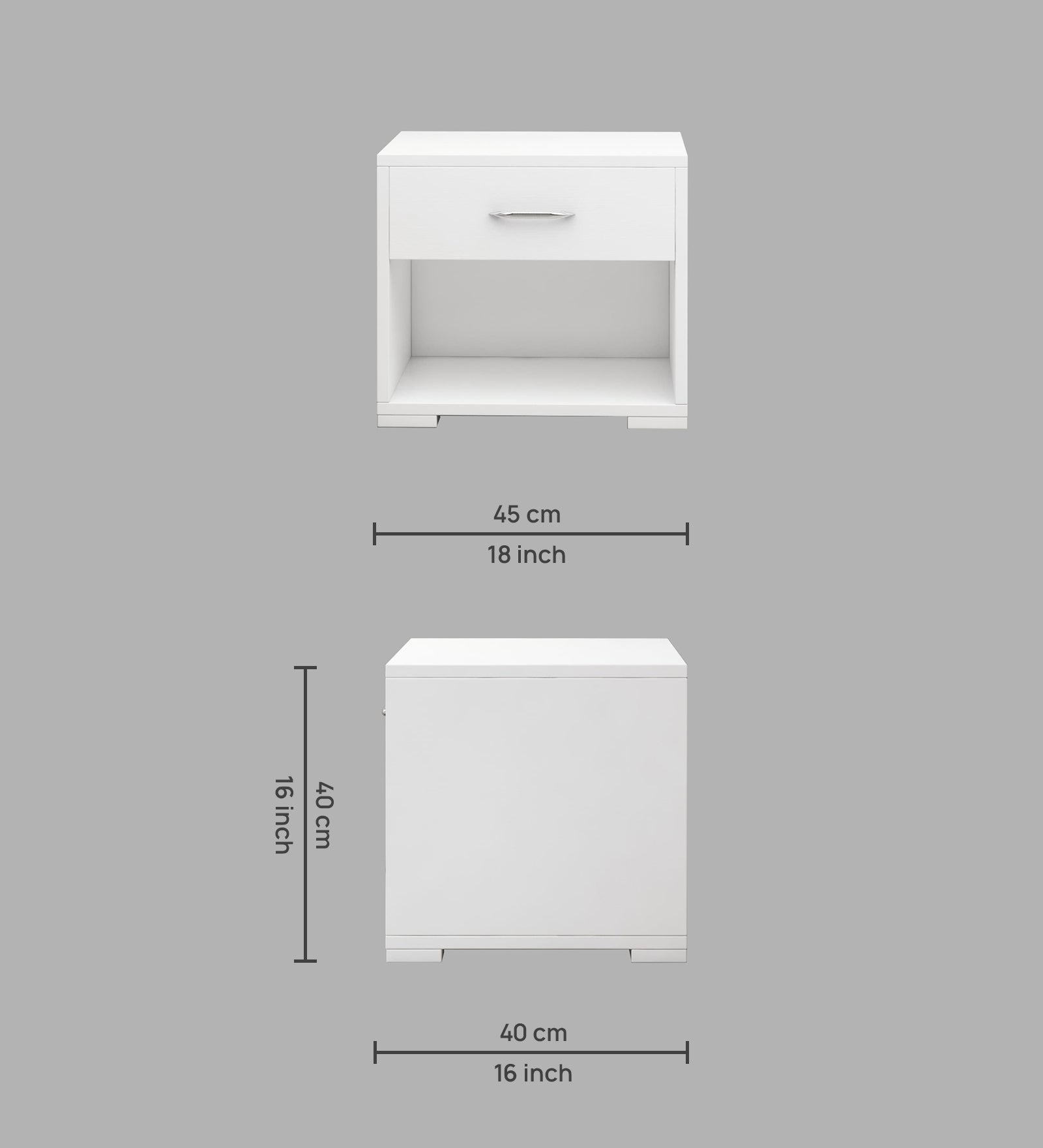 Kona Bedside Table With Drawer in Frosty White Finish