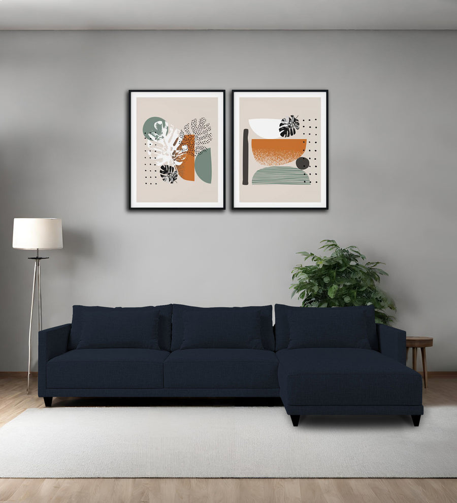 Kera  LHS  (3+Lounger) Fabric Sectional Sofa - Denim Blue by Febonic Living
