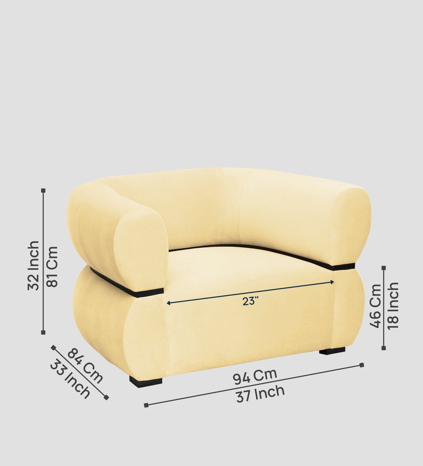 Kula Velvet 1 Seater Sofa In Sandy Beige Colour