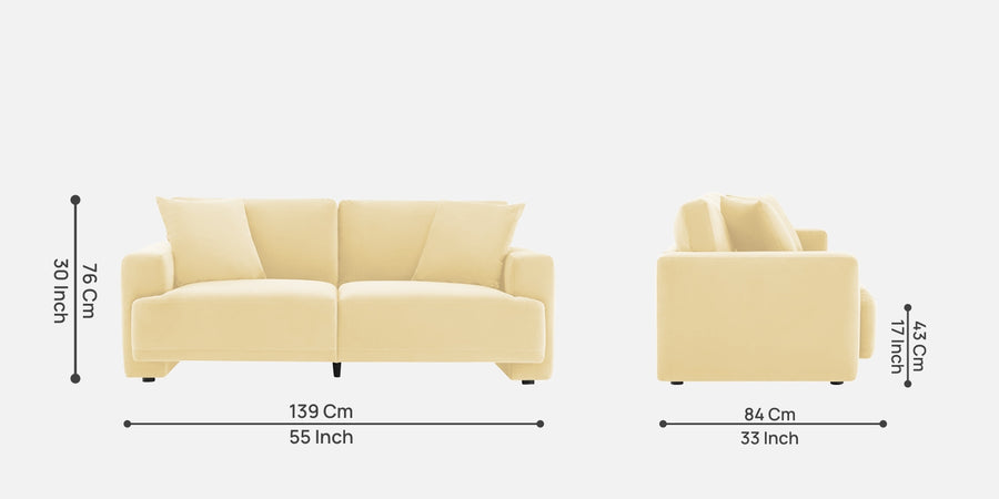Kosta Velvet 2 Seater Sofa In Sandy Beige Colour - Febonic Living