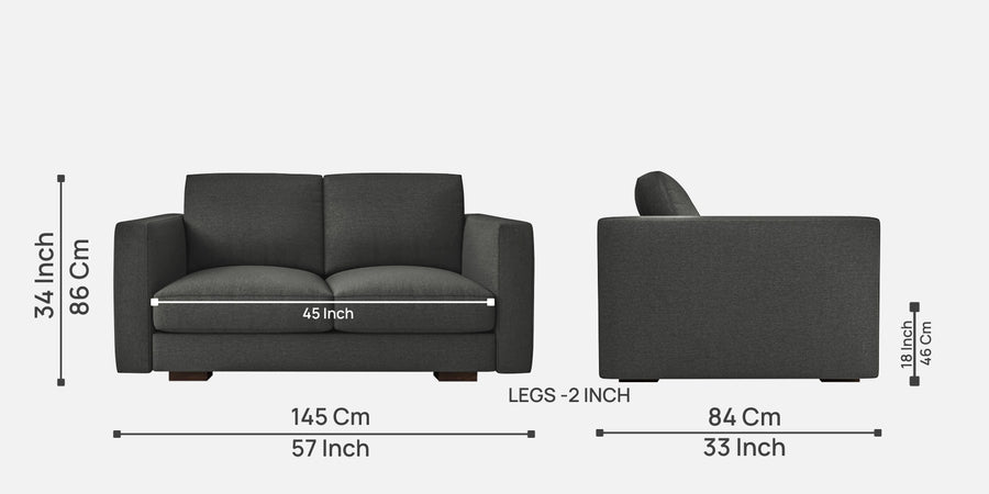 Messy Fabric 2 Seater Sofa In Charcoal Grey Colour - Febonic Living