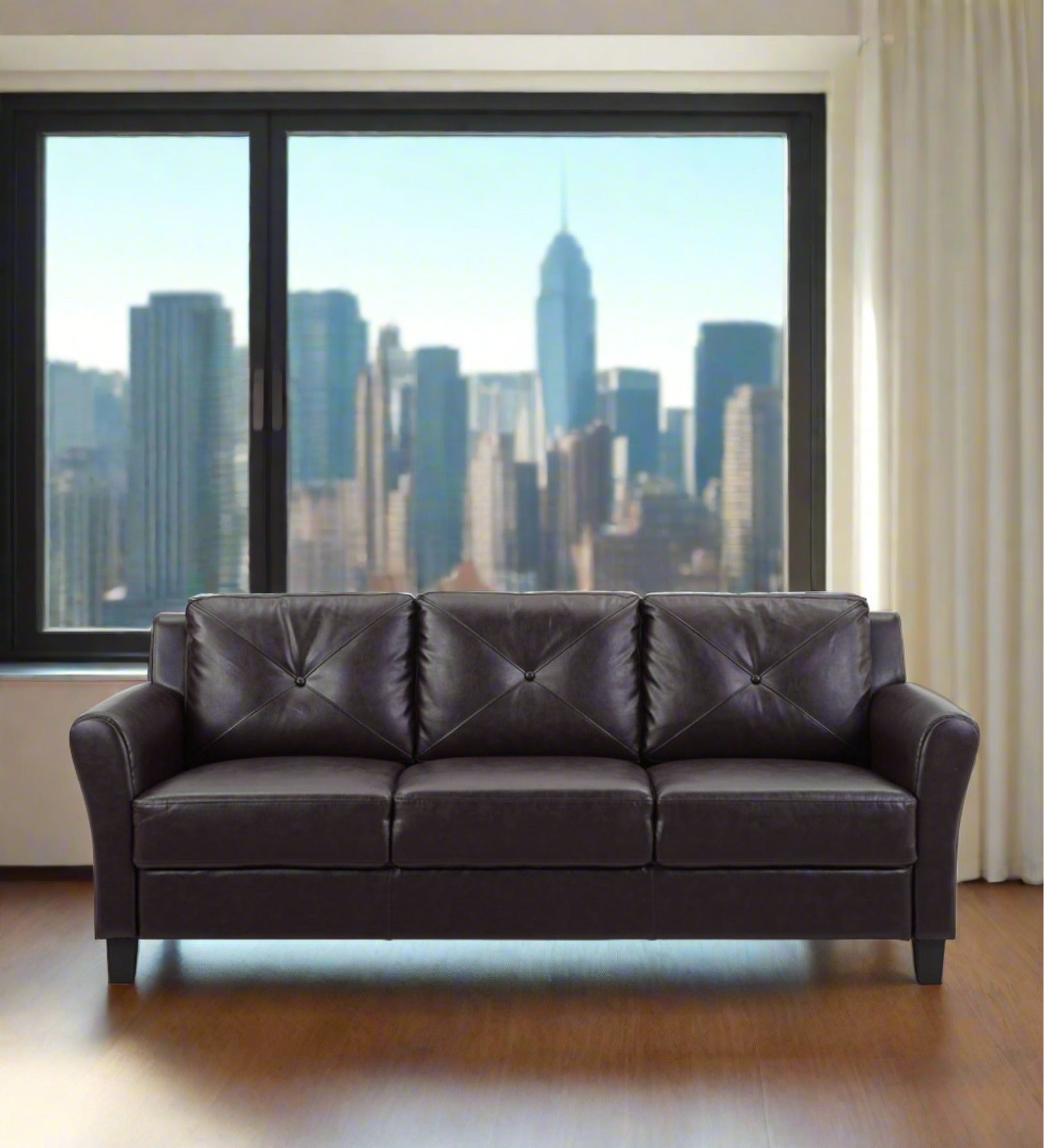 Stanton Leatherette 3 Seater Sofa In Mocha Brown Colour