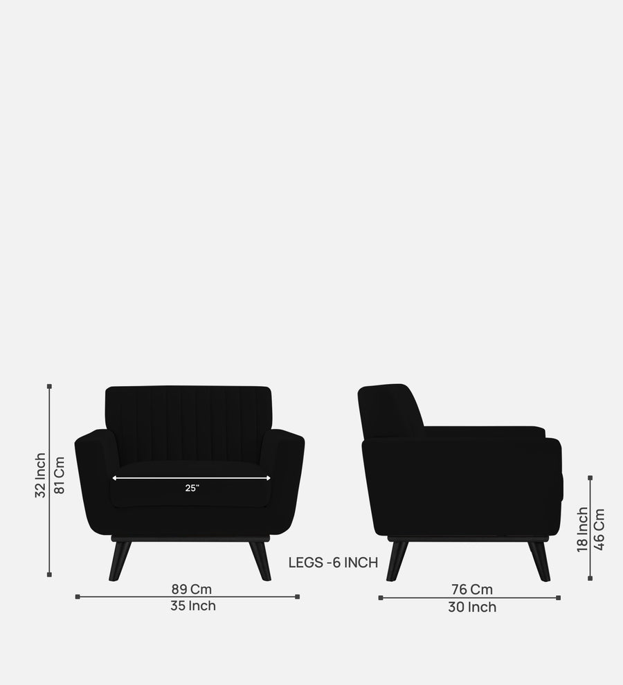 Tucker Velvet 1 Seater Sofa In Adam Black Colour - Febonic Living