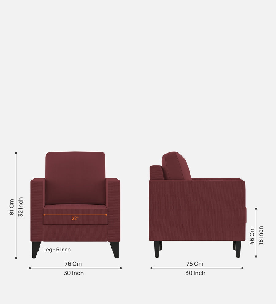 Nori Fabric 1 Seater Sofa In Blaze Red Colour - Febonic Living