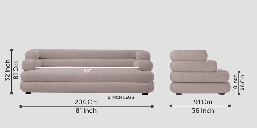 Wener Fabric 3 Seater Sofa In Almond Beige Colour - Febonic Living
