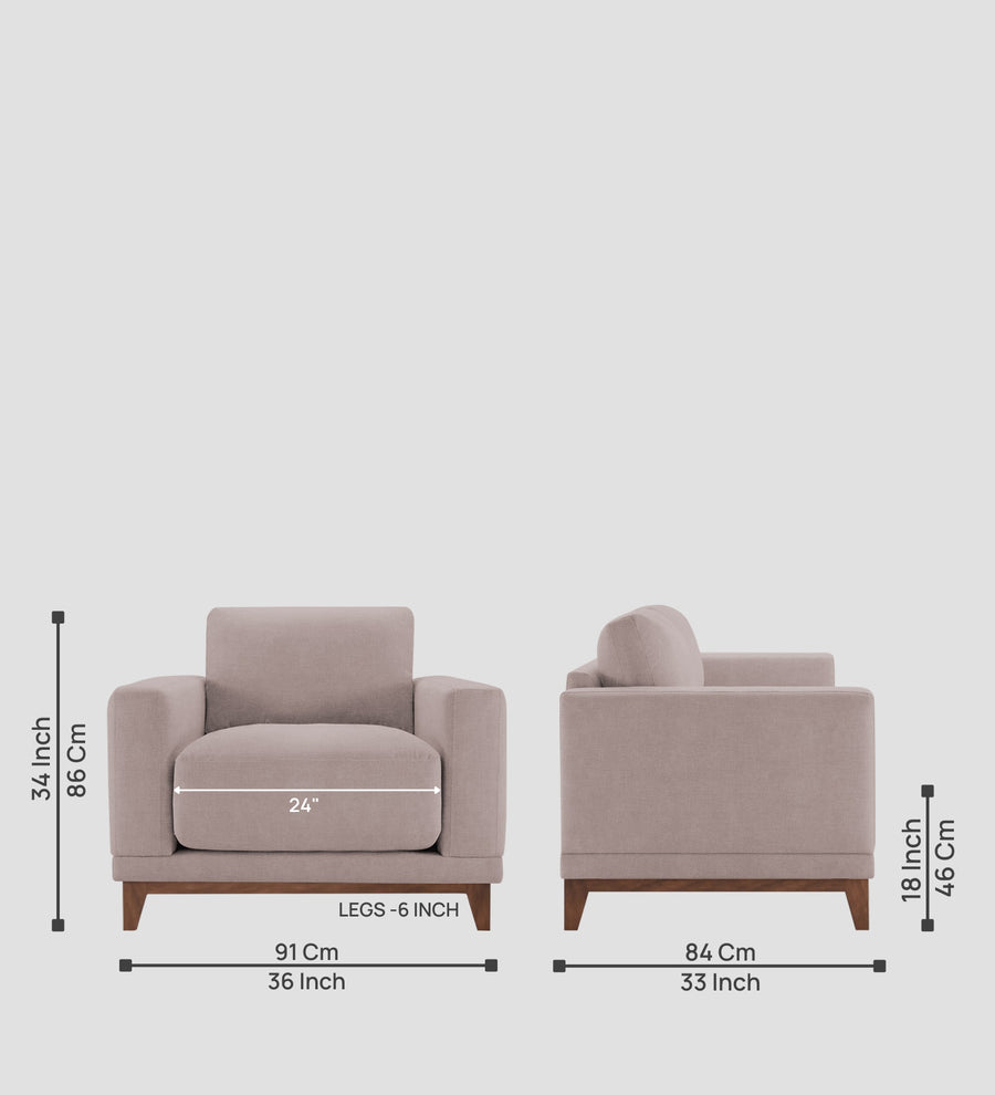 Esha Fabric 1 Seater Sofa In Almond Beige Colour - Febonic Living