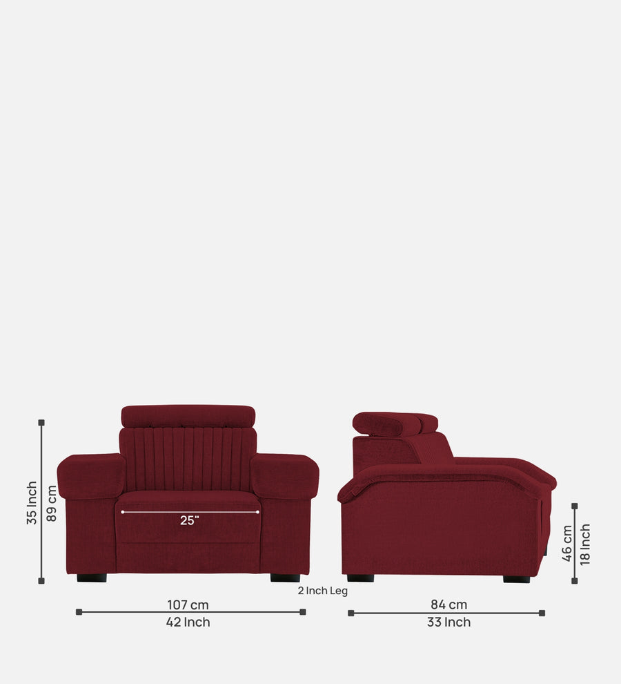 Draco Fabric 1 Seater Sofa In Blood Maroon Colour - Febonic Living