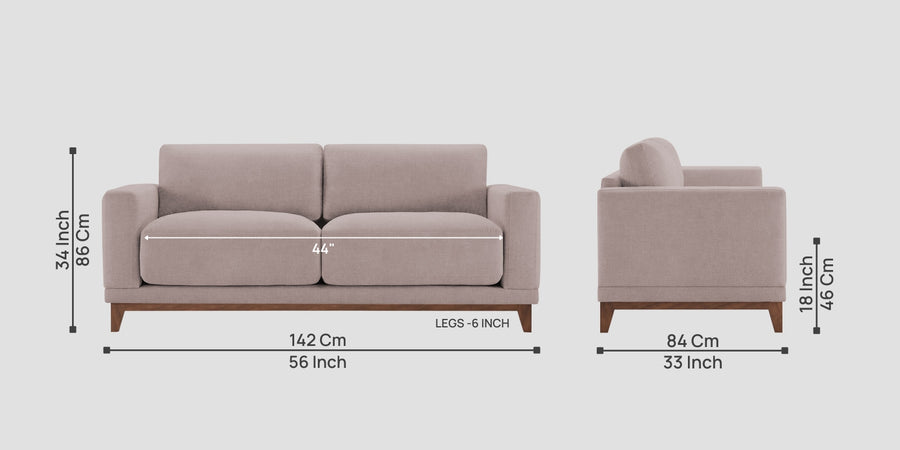 Esha Fabric 2 Seater Sofa In Almond Beige Colour - Febonic Living