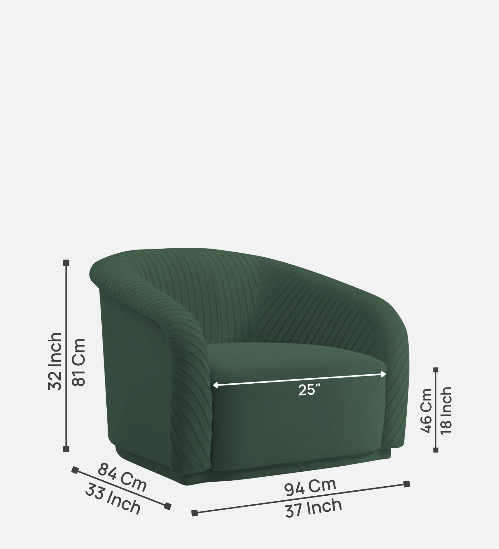 Yara Velvet Fabric 1 Seater Sofa in Amazon Green Colour