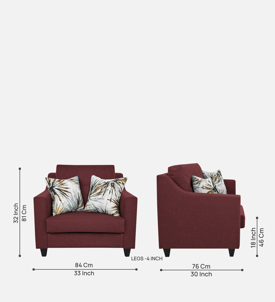 Welly Fabric 1 Seater Sofa In Blaze Red Colour - Febonic Living