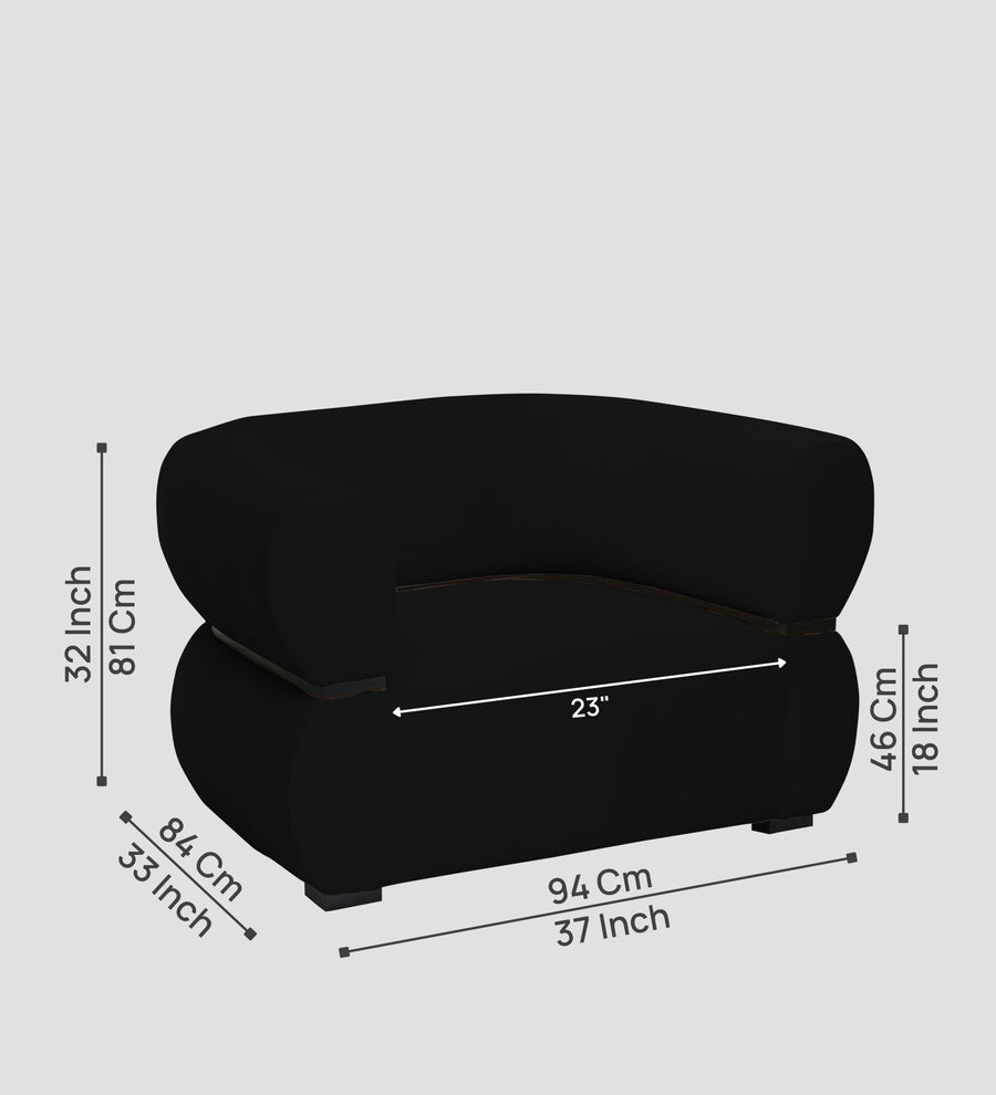 Kula Velvet 1 Seater Sofa In Adam Black Colour - Febonic Living