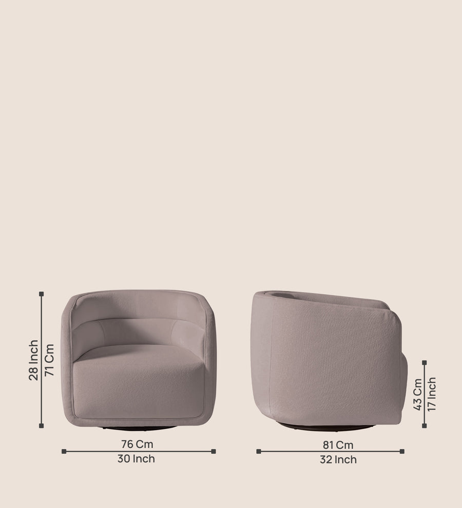 Ria Fabric Swivel Chair In Almond Beige Colour - Febonic Living