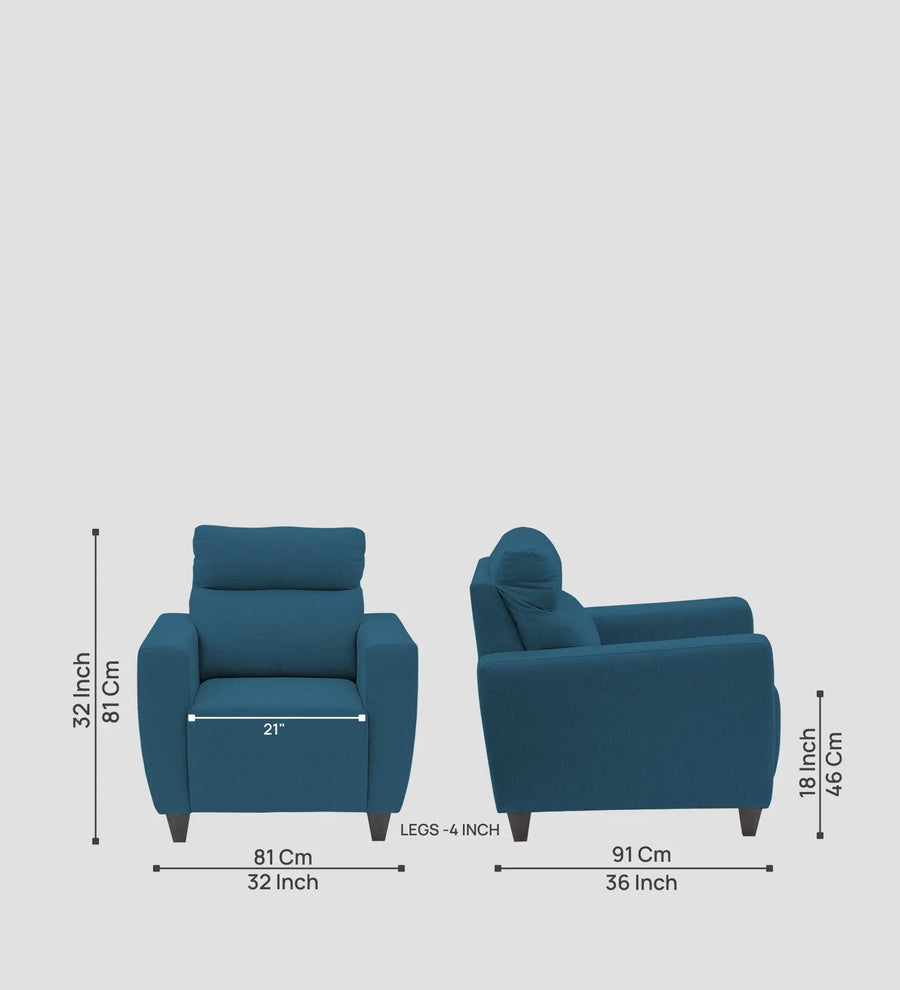 Burban Fabric 1 Seater Sofa In Eclipse Blue Colour - Febonic Living