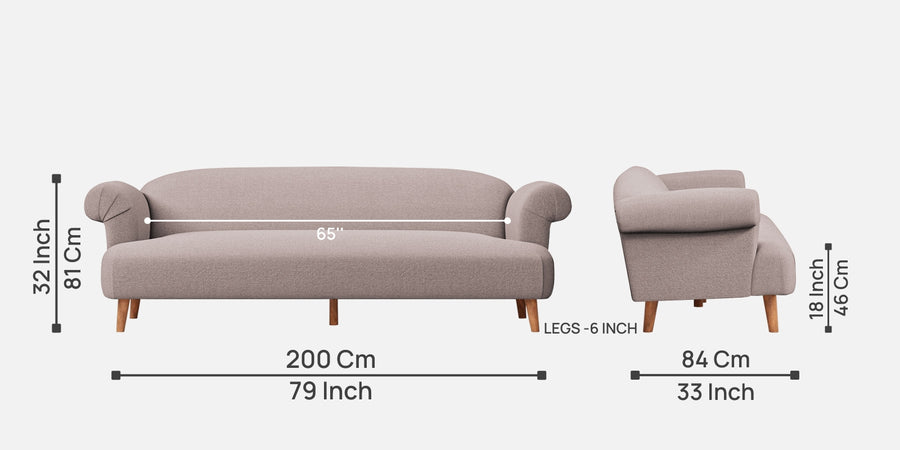 Barber Fabric 3 Seater Sofa In Almond Beige Colour - Febonic Living