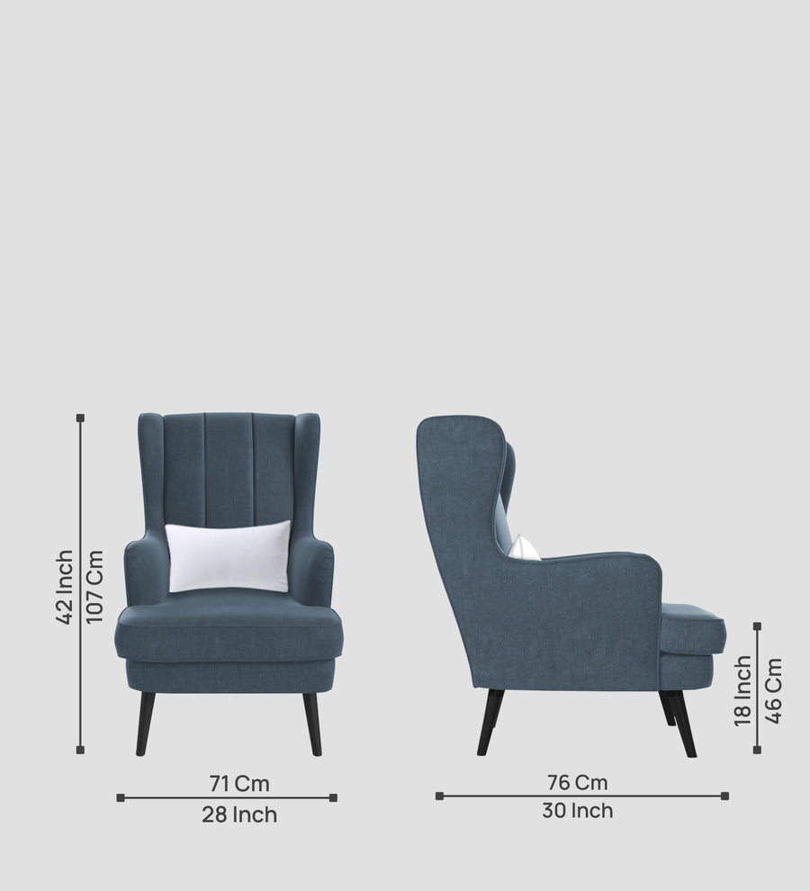 Niya Velvet Wing Chair In Oxford Blue Colour - Febonic Living