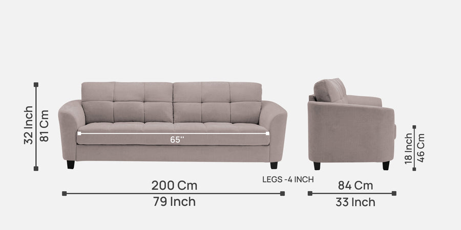Mulan Fabric 3 Seater Sofa In Almond Beige Colour - Febonic Living