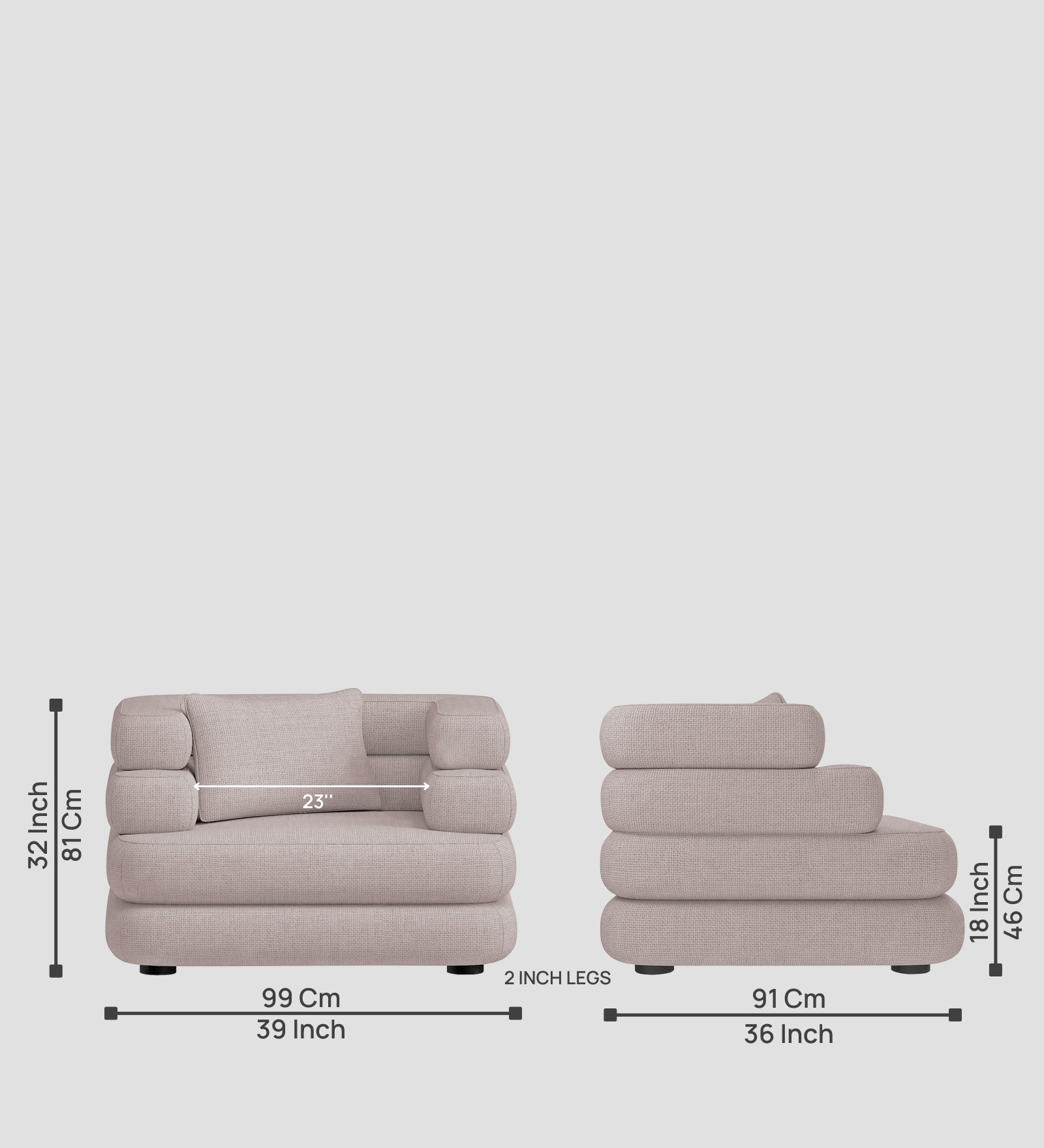 Wener Fabric 1 Seater Sofa in Almond Beige Colour