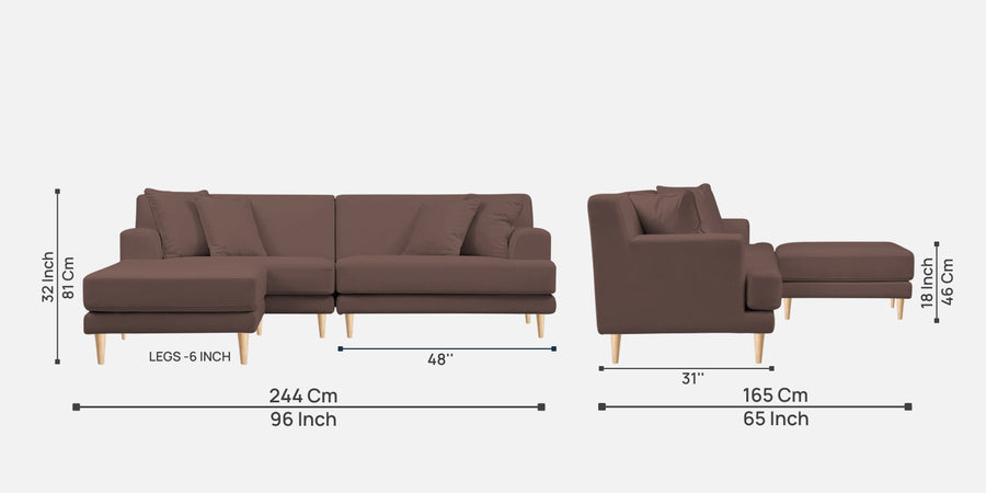 Woody Fabric Rhs Sectional Sofa 3 Lounger In Berry Wine Colour - Febonic Living