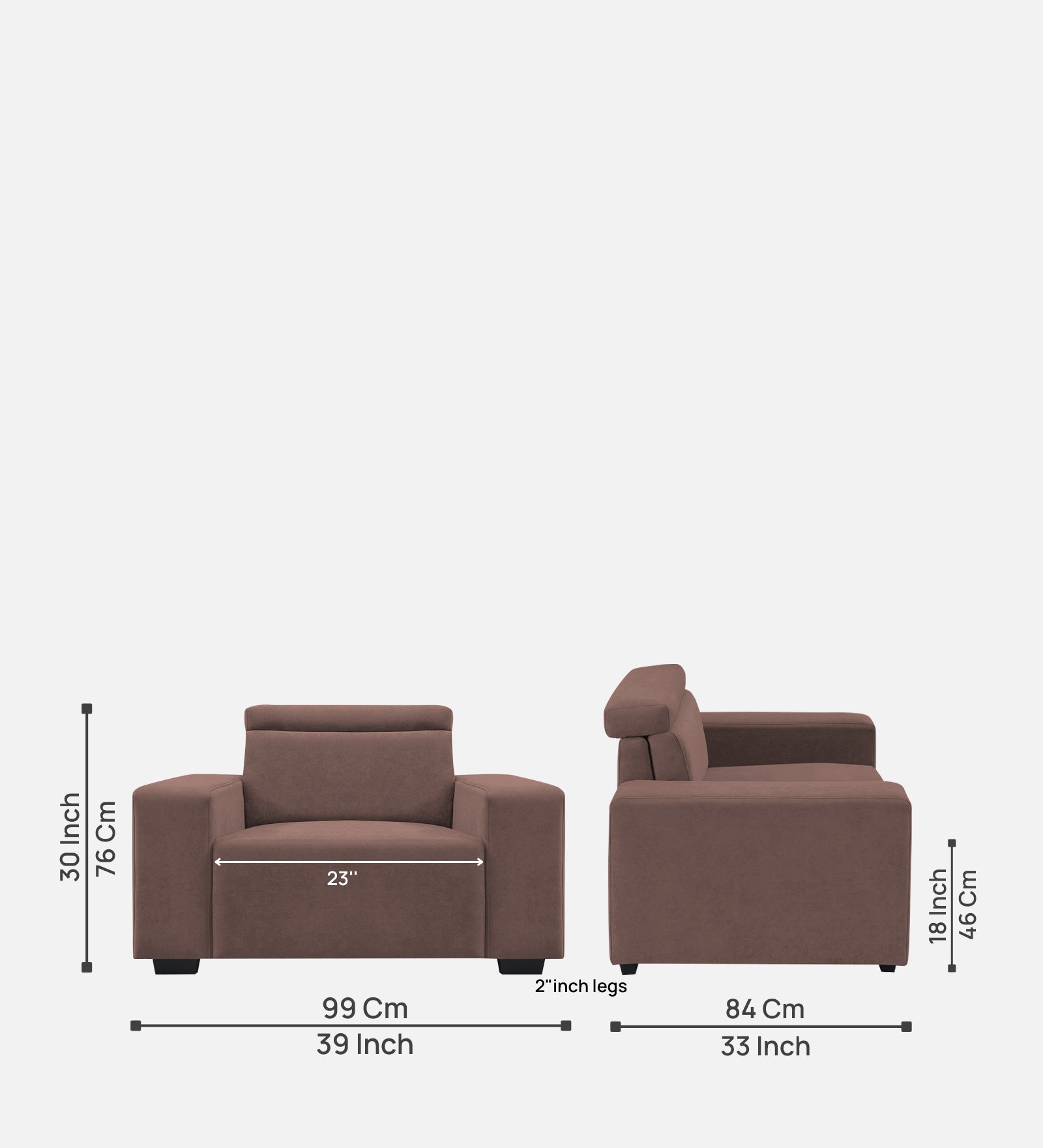 Hiro Fabric 1 Seater Sofa In  Berry Wine Colour - Febonic Living