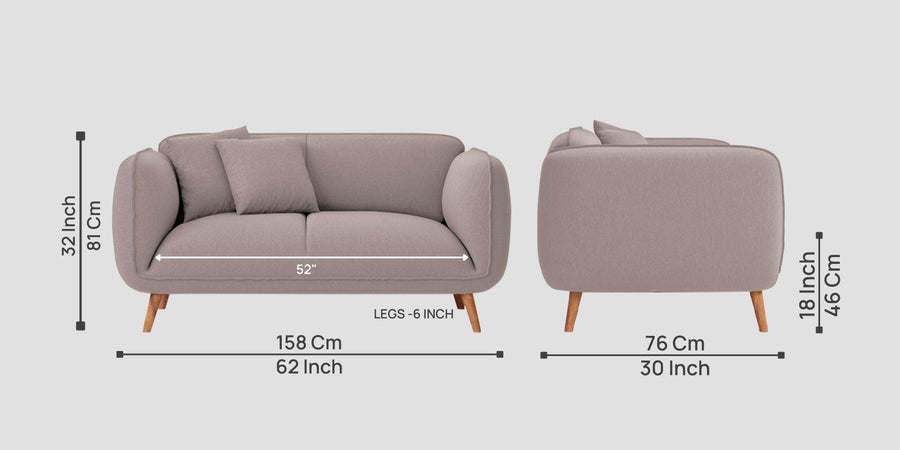 Zia Fabric 2 Seater Sofa In Almond Beige Colour - Febonic Living