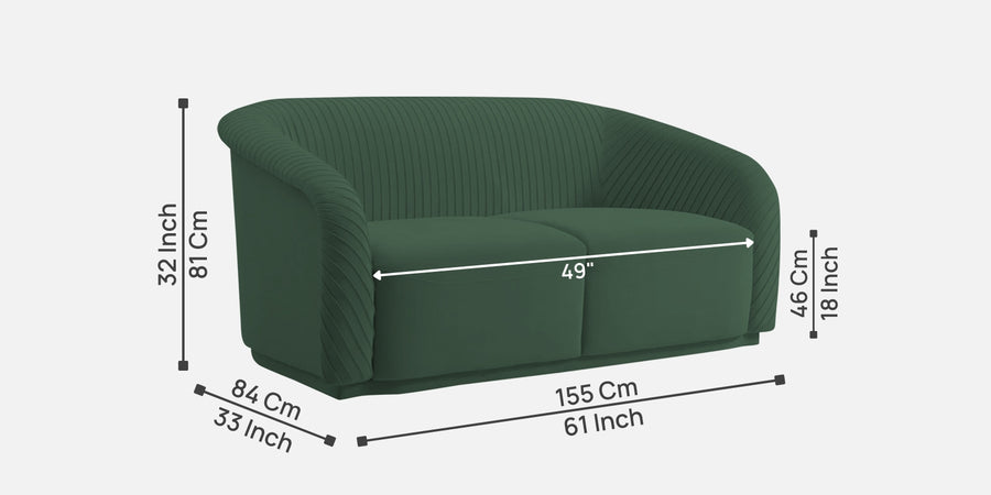 Yara Velvet Fabric 2 Seater Sofa In Amazon Green Colour - Febonic Living